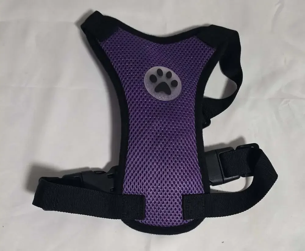 SlowTon Breathable Mesh Dog Car Harness and Safety Vest, Purple, Size Small